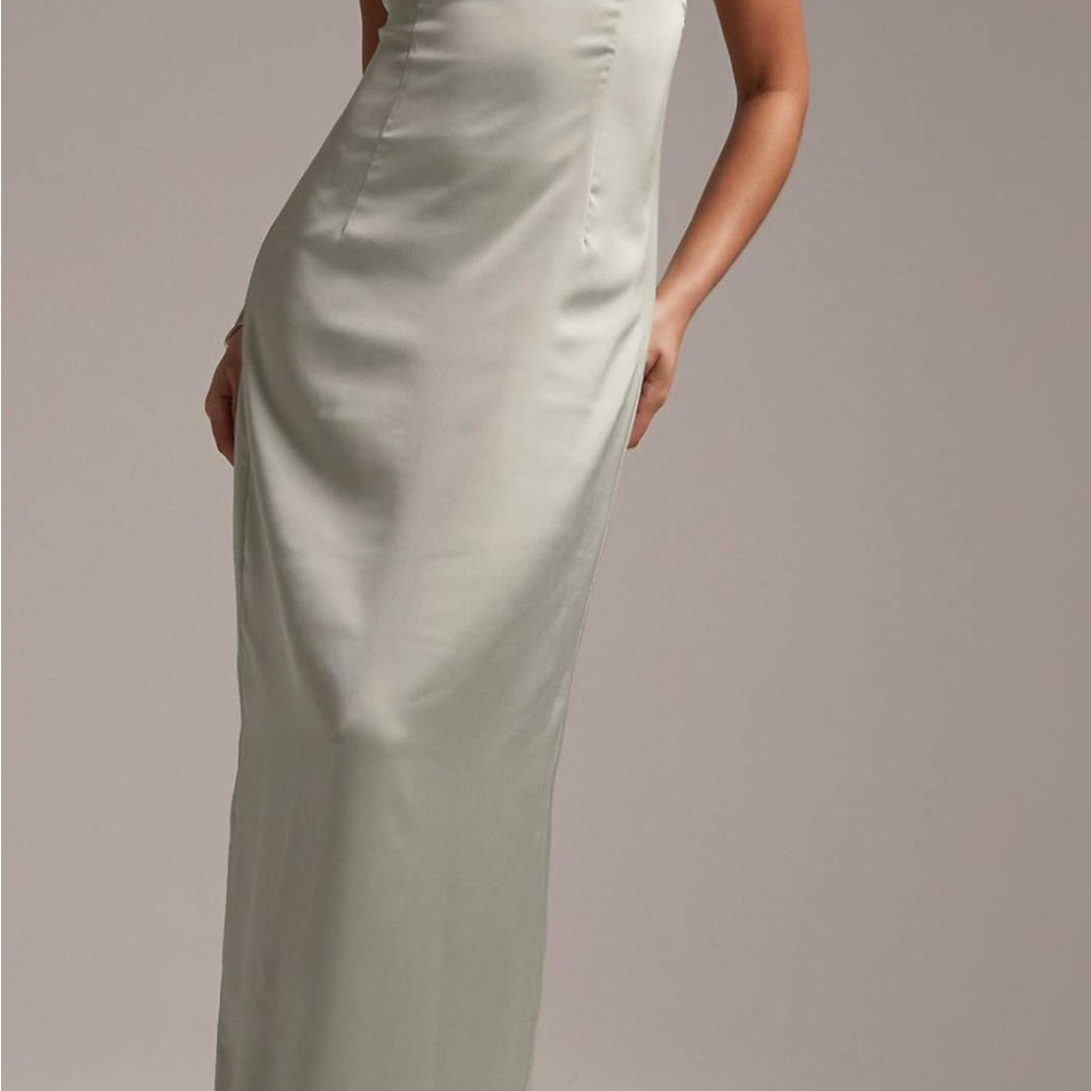 Sage silk formal gown